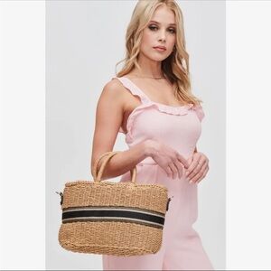 Urban Expressions Caliana Straw Tote with Crossbody Strap